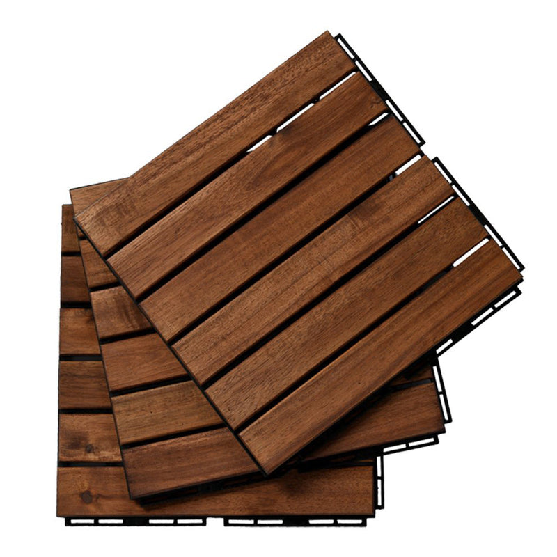 12" x 12" Square Teak Interlocking Deck Tiles Garden & Patio 10-Pieces D - DailySale