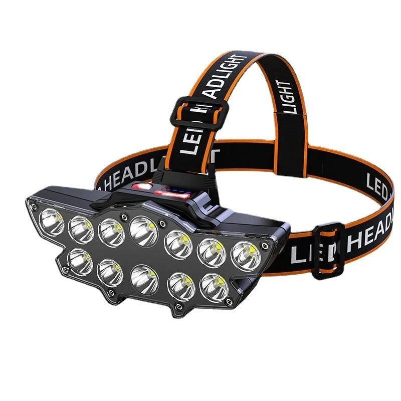12 x P90 LED Headlamp USB Rechargeable Long Shoot 4 Modes Sports & Outdoors Black - DailySale