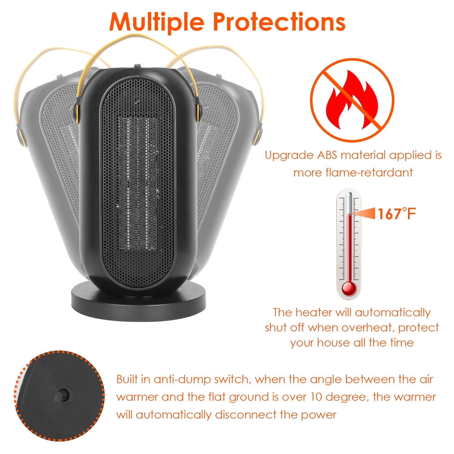 1200W Portable Electric Fan Heater Household Appliances - DailySale