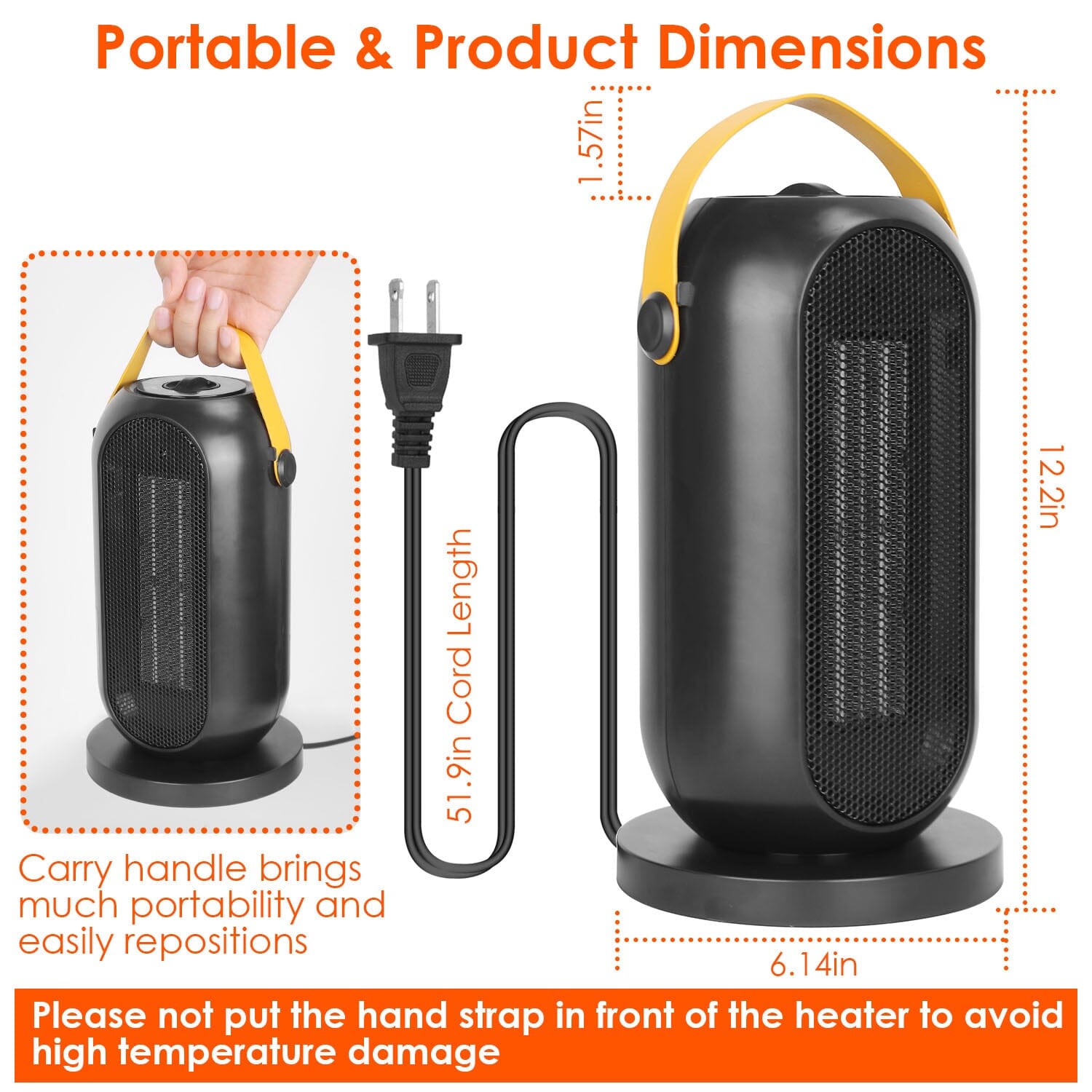 1200W Portable Electric Fan Heater Household Appliances - DailySale