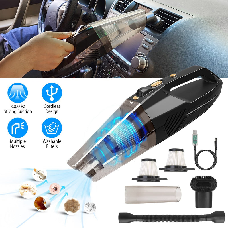 120W 8000PA Handheld Cordless Car Vacuum Cleaner with Accessory kit Automotive - DailySale