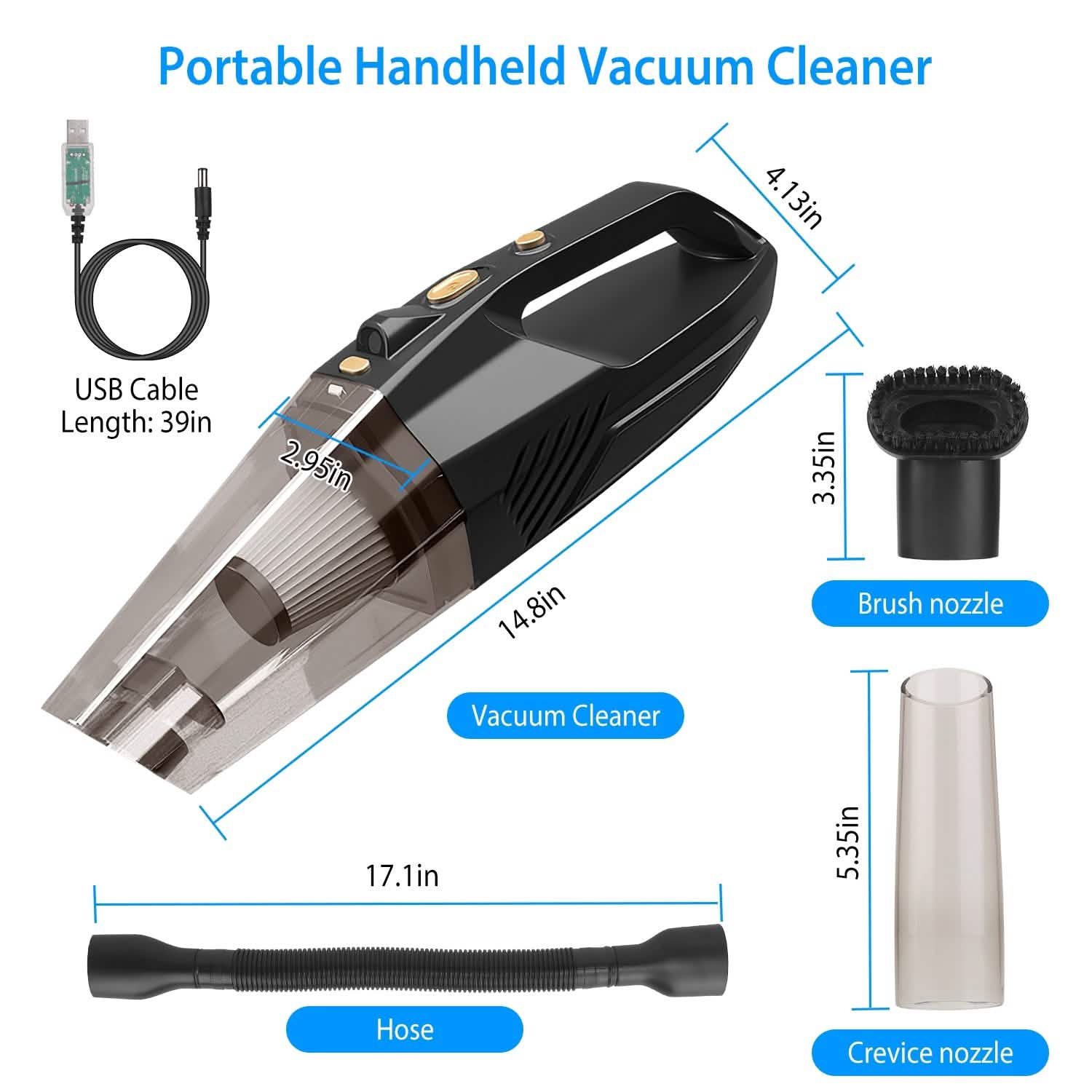 120W 8000PA Handheld Cordless Car Vacuum Cleaner with Accessory kit Automotive - DailySale