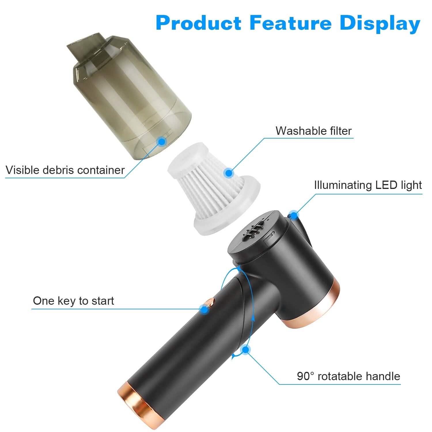 120W 9000PA Cordless Handheld Car Vacuum Cleaner with Searchlight Automotive - DailySale