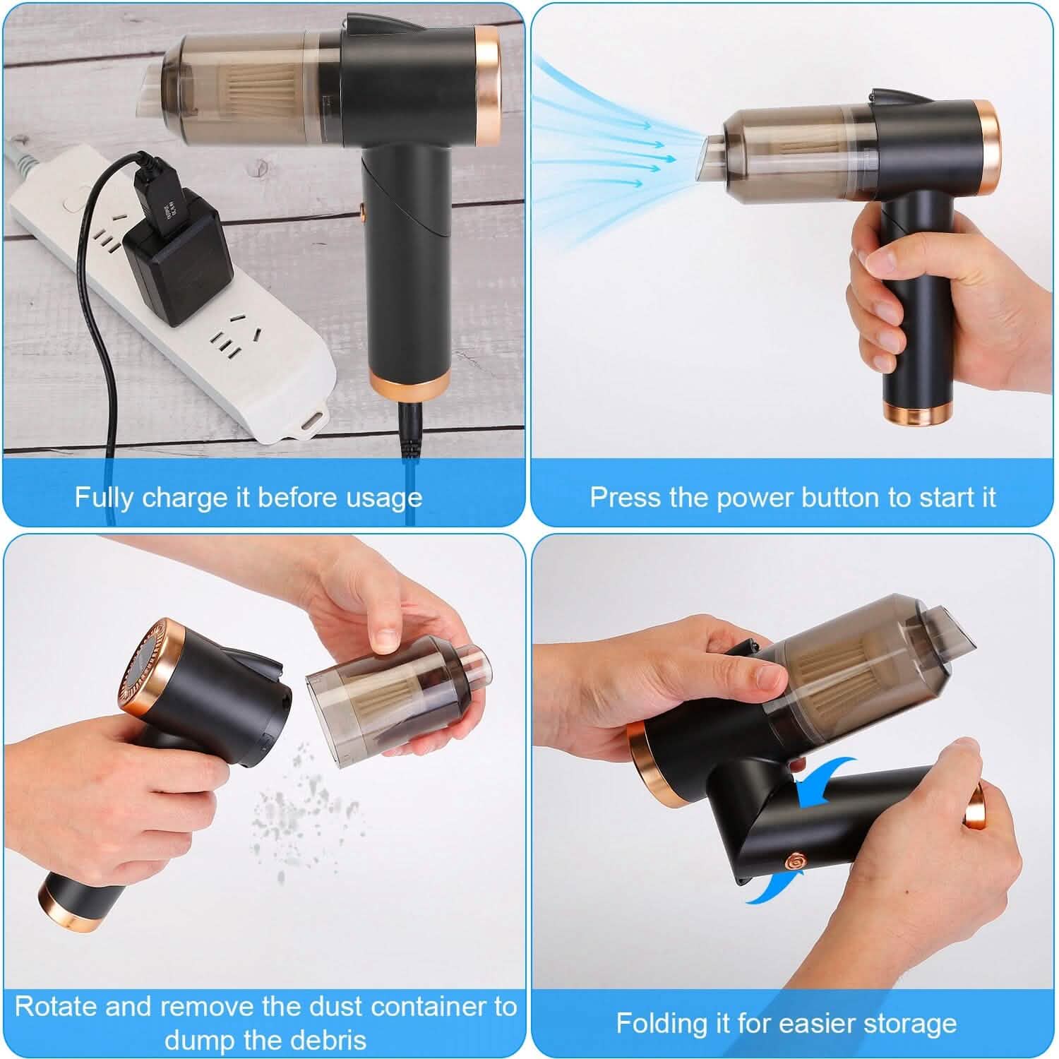 120W 9000PA Cordless Handheld Car Vacuum Cleaner with Searchlight Automotive - DailySale