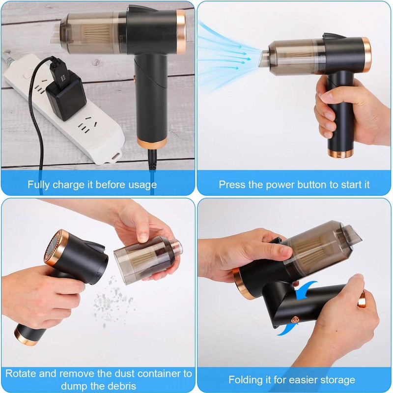 120W 9000PA Cordless Handheld Car Vacuum Cleaner with Searchlight Automotive - DailySale