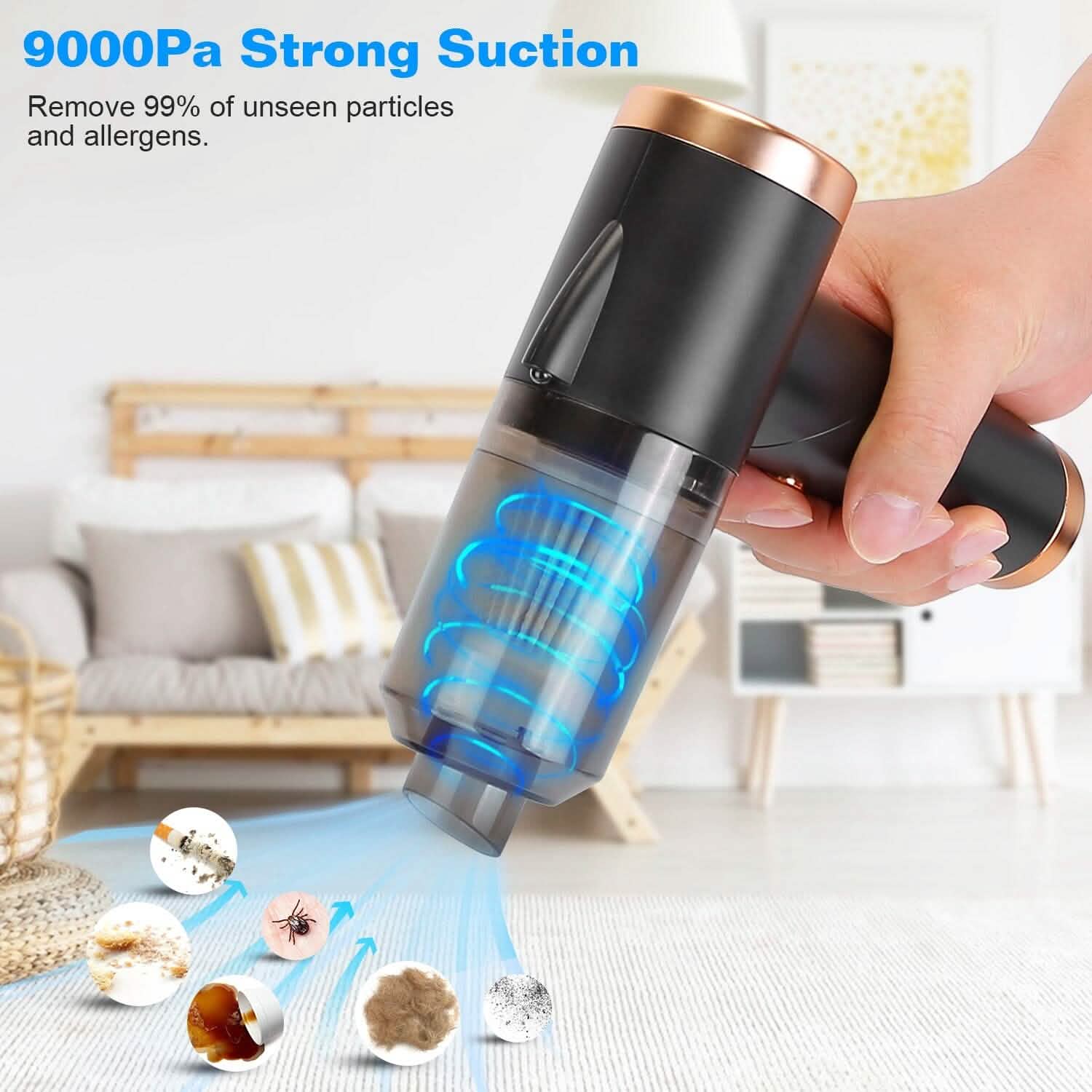 120W 9000PA Cordless Handheld Car Vacuum Cleaner with Searchlight Automotive - DailySale