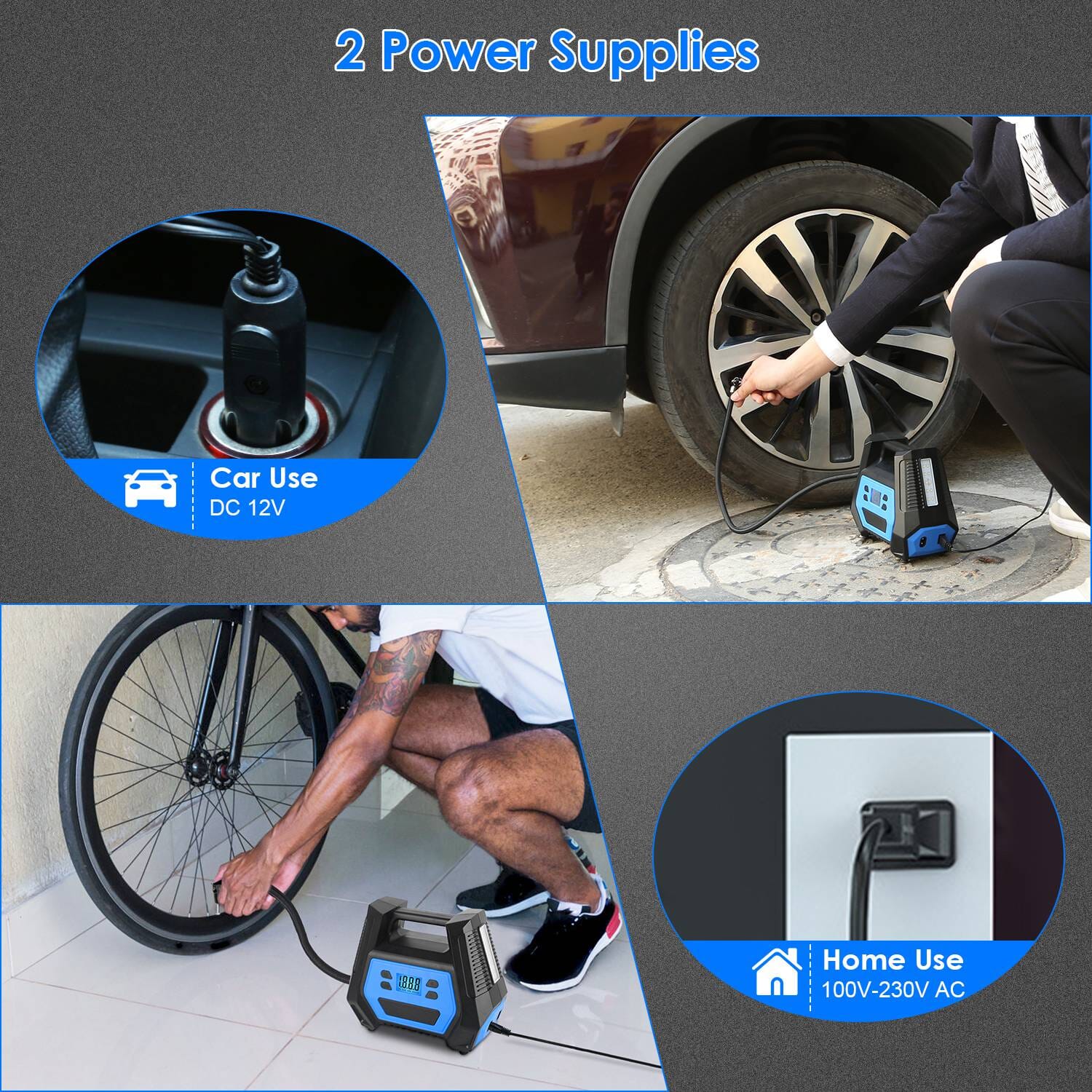 120W Max Power Portable Tire Pump with Digital Display LED Light Automotive - DailySale