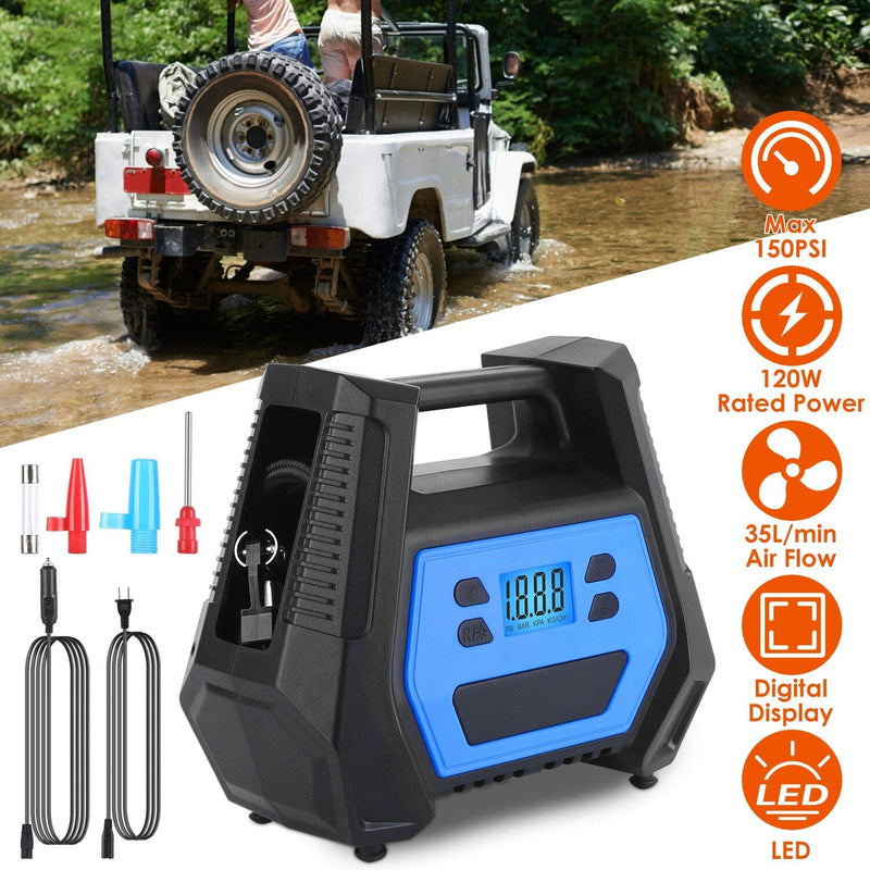 120W Max Power Portable Tire Pump with Digital Display LED Light Automotive - DailySale