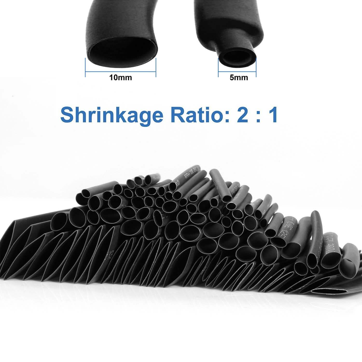 127-Piece: 2:1 Heat Shrink Tube Wire Wrap Assortment Set Household Batteries & Electrical - DailySale
