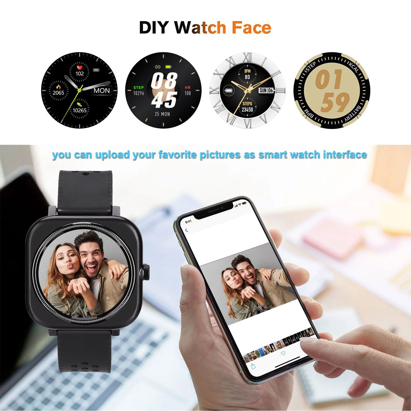 1.28'' Touch Screen Smartwatch Handsfree Bluetooth Sport Fitness Tracker Smart Watches - DailySale