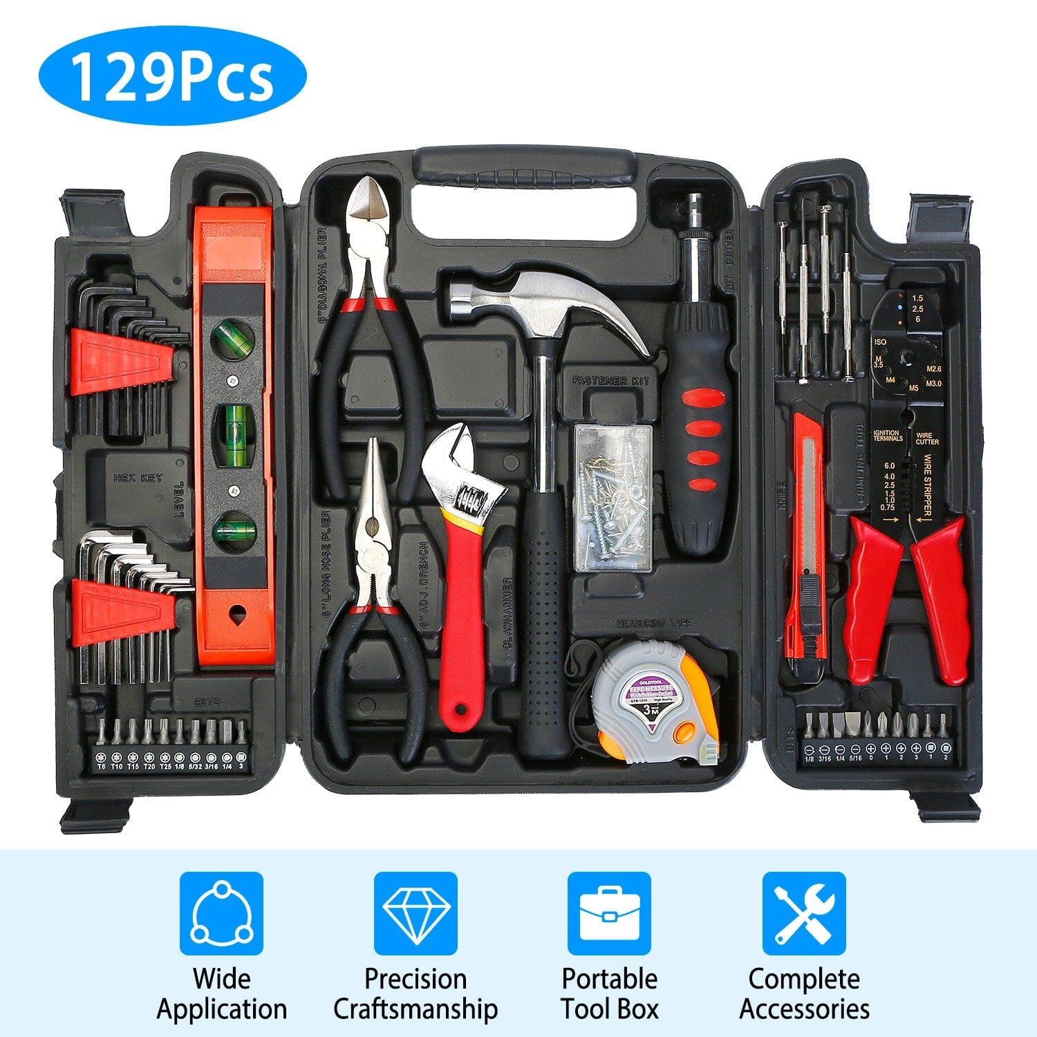 129-Pieces Set: Household Hand Tool Set Home Improvement - DailySale