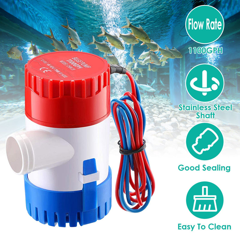 12V 1100GPH Submersible Marine Boat Bilge Non-Automatic Electric Water Pump Everything Else - DailySale