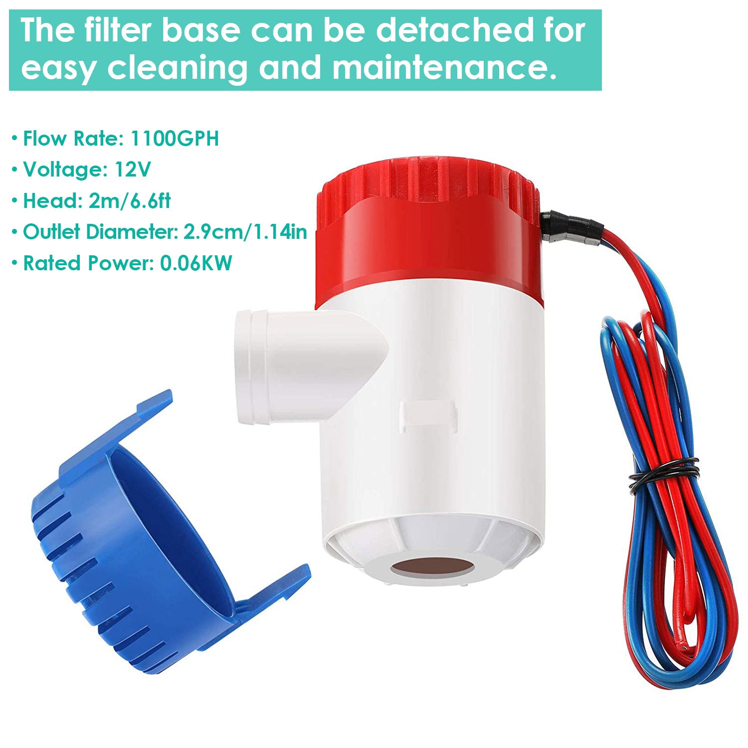 12V 1100GPH Submersible Marine Boat Bilge Non-Automatic Electric Water Pump Everything Else - DailySale