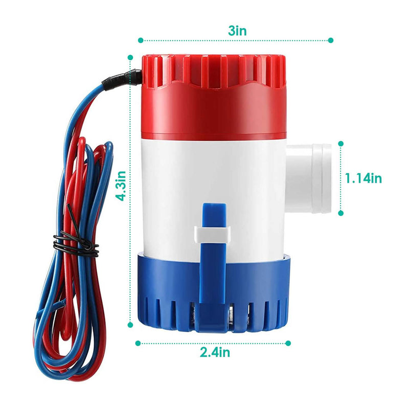 12V 1100GPH Submersible Marine Boat Bilge Non-Automatic Electric Water Pump Everything Else - DailySale