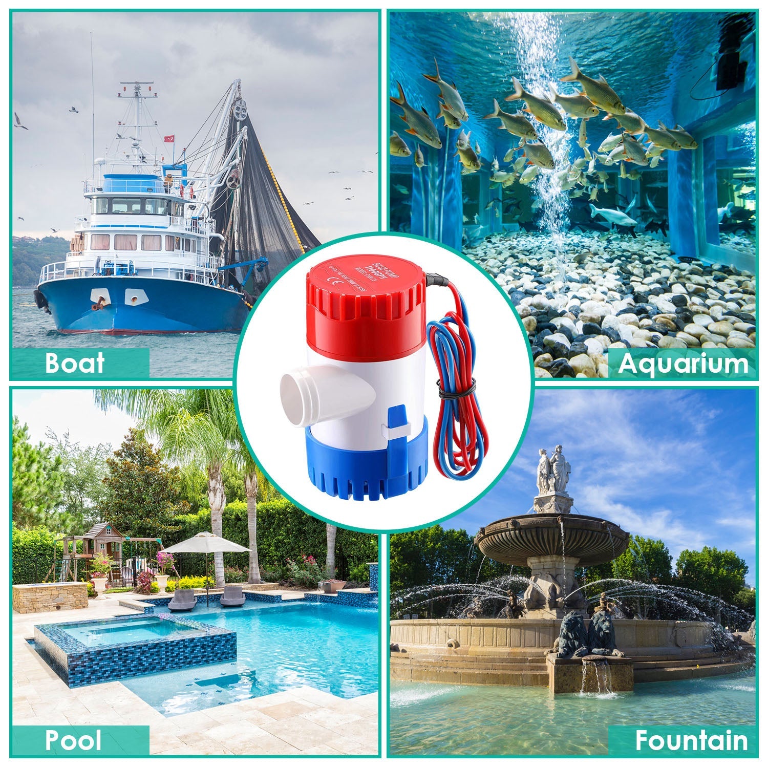 12V 1100GPH Submersible Marine Boat Bilge Non-Automatic Electric Water Pump Everything Else - DailySale