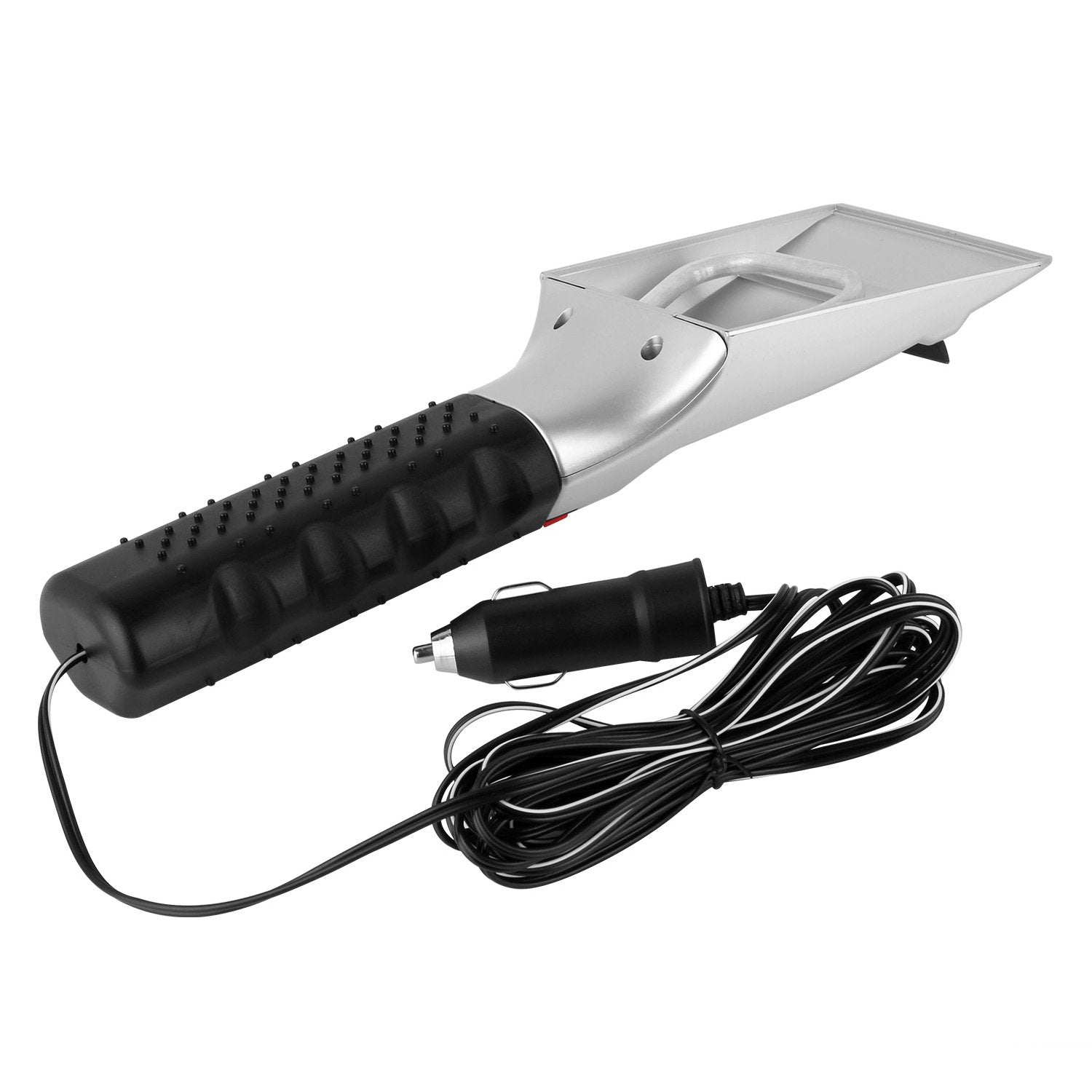 New angled front view of the 12V Car Electric Heated Ice Snow Scraper with cigarrette lighter connector