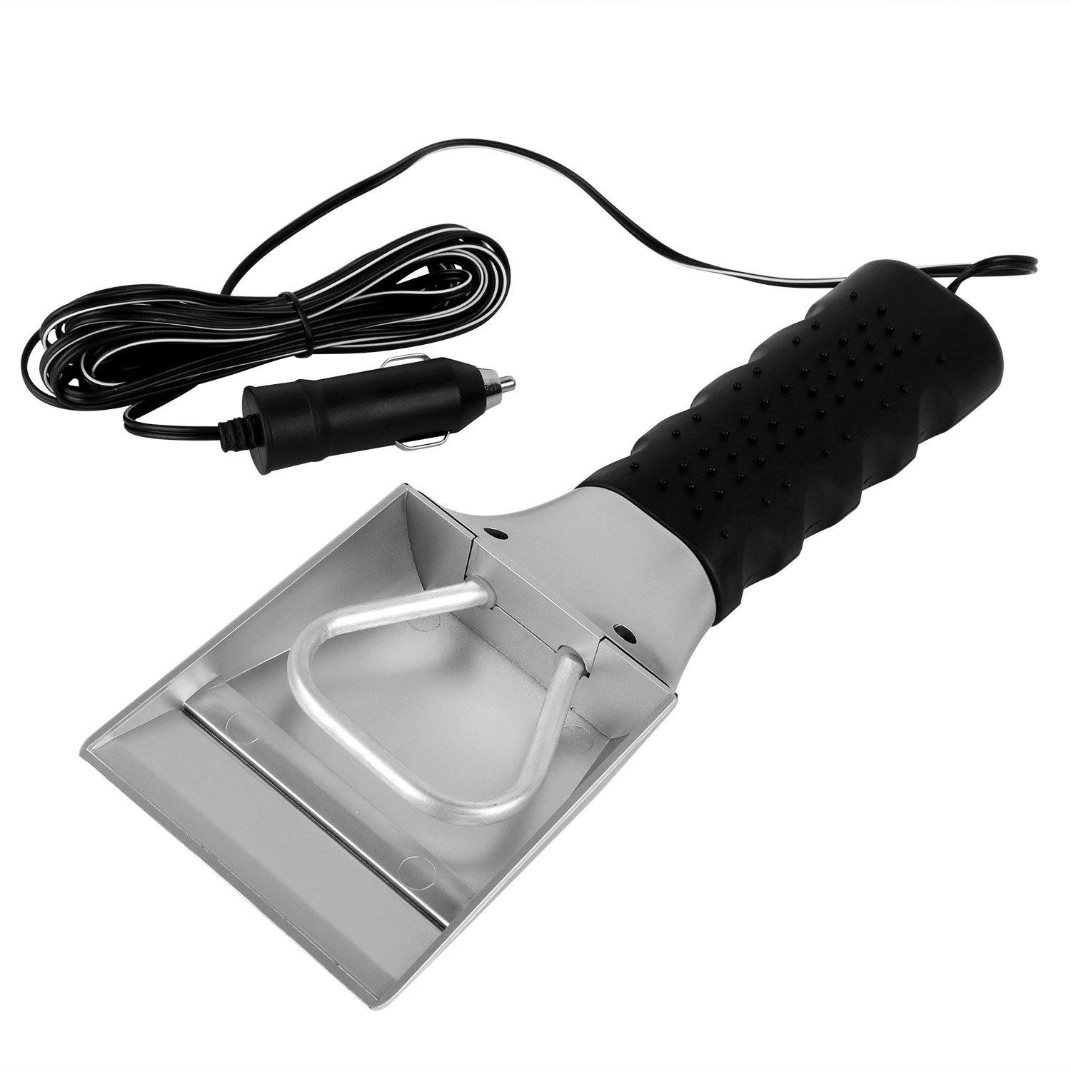 Angled front view of the 12V Car Electric Heated Ice Snow Scraper with cigarrette lighter connector