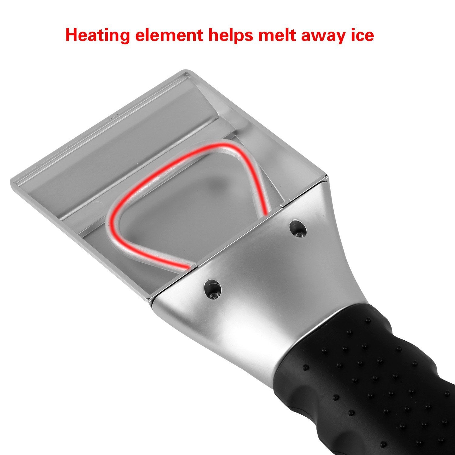 Closeup view of the 12V Car Electric Heated Ice Snow Scraper showing the heating element