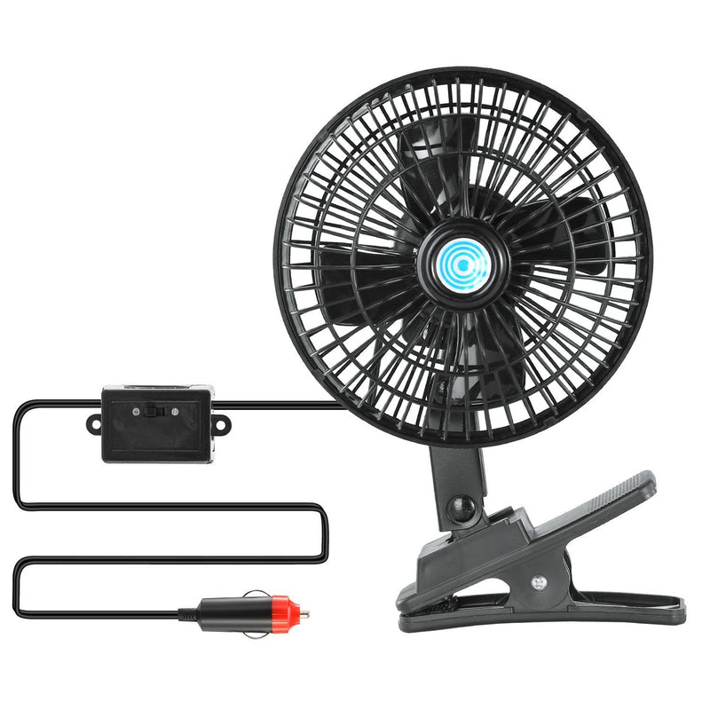12V Car Fan Oscillating Clip on Cooling Fan with 2 Speeds 120° Rotation Automotive - DailySale