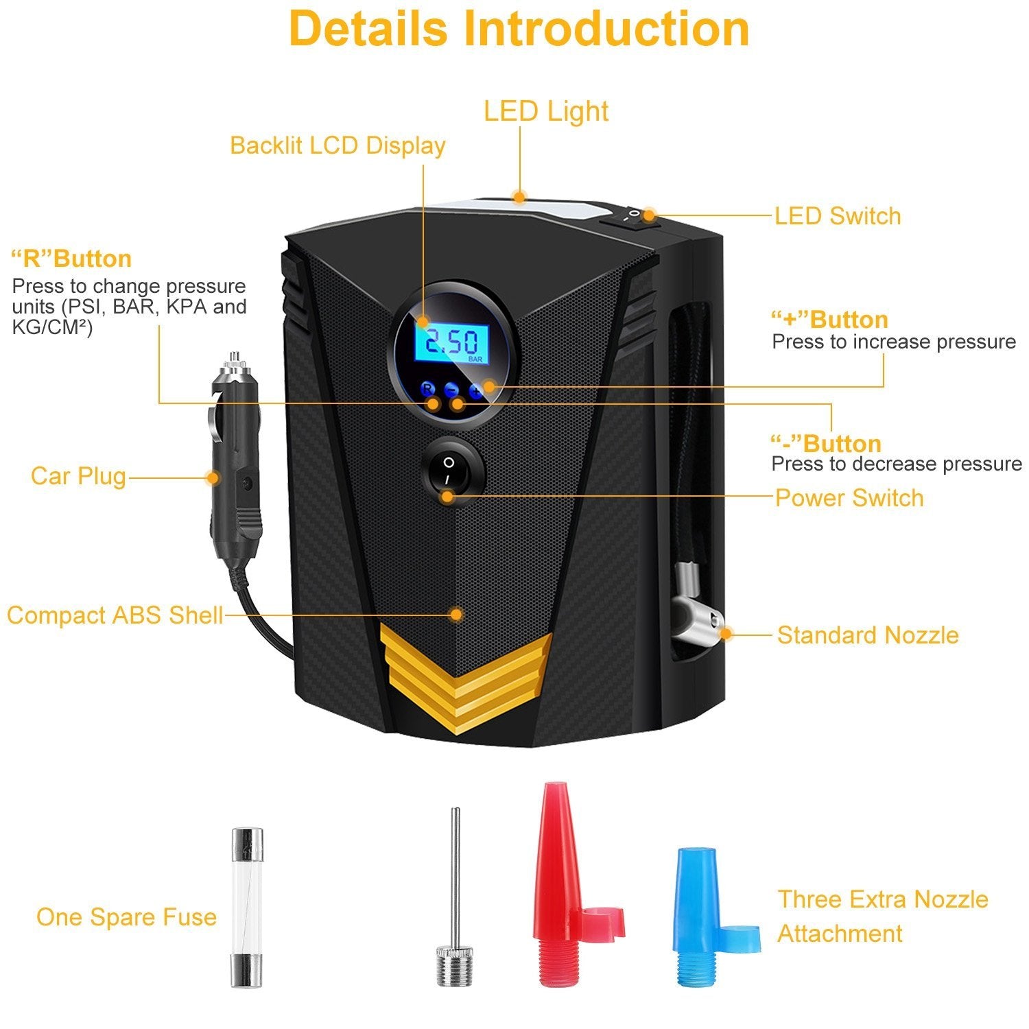 12V DC 100W 150PSI Digital Tire Inflator Automotive - DailySale