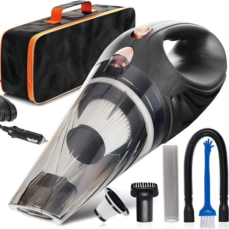 12V High Power Handheld Car Vacuum with 16Ft Cord, Attachments & Bag Automotive Black - DailySale