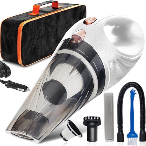 12V High Power Handheld Car Vacuum with 16Ft Cord, Attachments & Bag Automotive White - DailySale