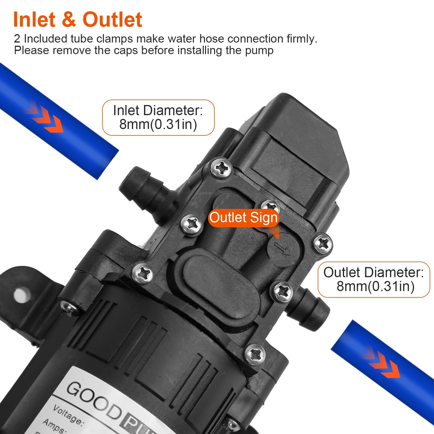 12V Water Pump with 2 Hose Clamps 123PSI Self Priming Sprayer Pump Garden & Patio - DailySale