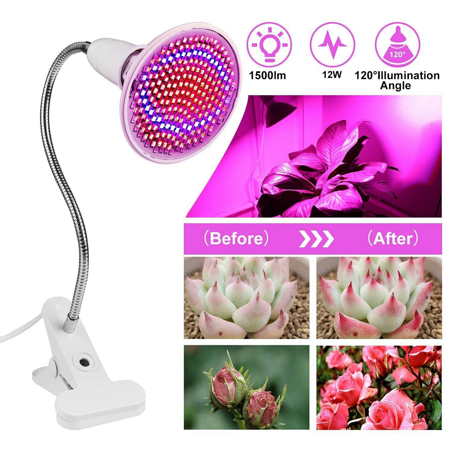 12W LED 360° Rotatable Plant Grow Light with Desk Clip Garden & Patio - DailySale