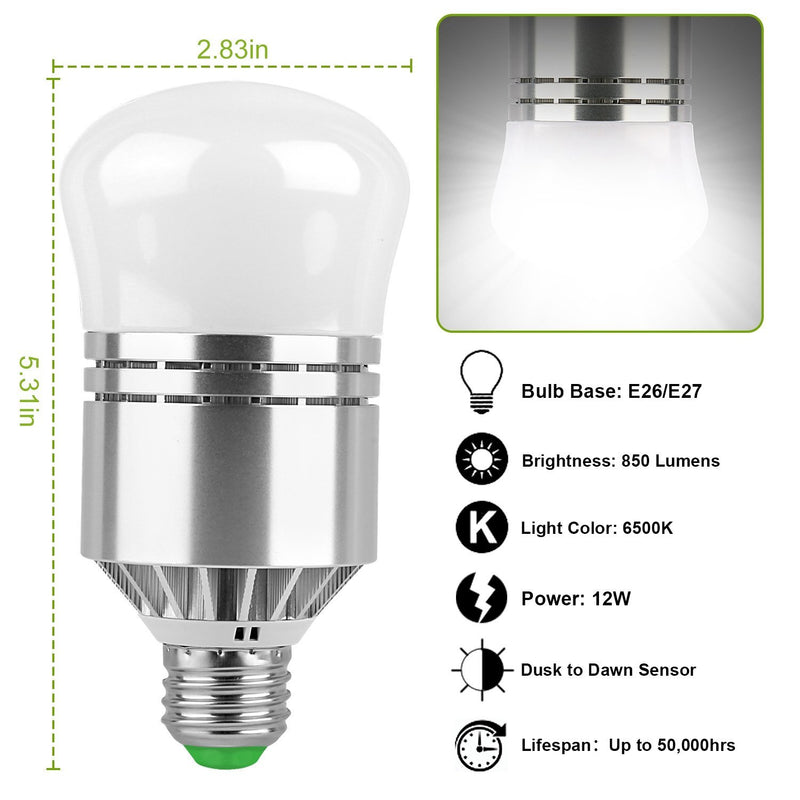 12W Light Sensor Globe Bulbs Dusk Lighting & Decor - DailySale