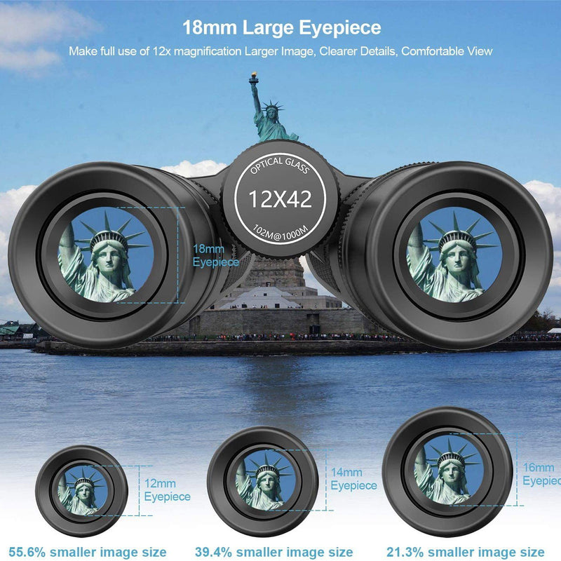 12x42 HD Binoculars for Adults with Universal Phone Adapter Sports & Outdoors - DailySale