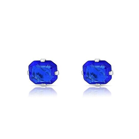 1.3 Carat Cz Asscher-Cut Sterling Silver Stud Earrings Earrings Blue - DailySale
