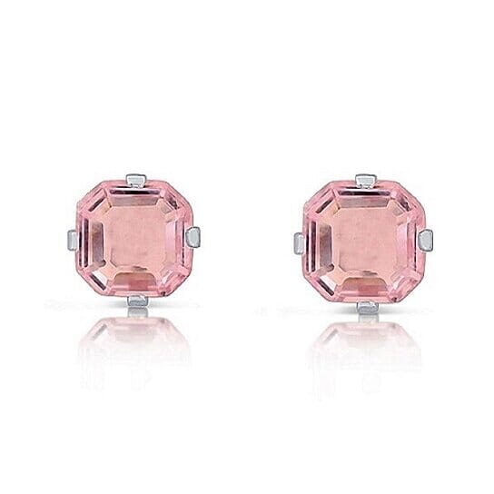 1.3 Carat Cz Asscher-Cut Sterling Silver Stud Earrings Earrings Pink - DailySale