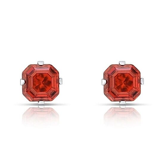 1.3 Carat Cz Asscher-Cut Sterling Silver Stud Earrings Earrings Red - DailySale