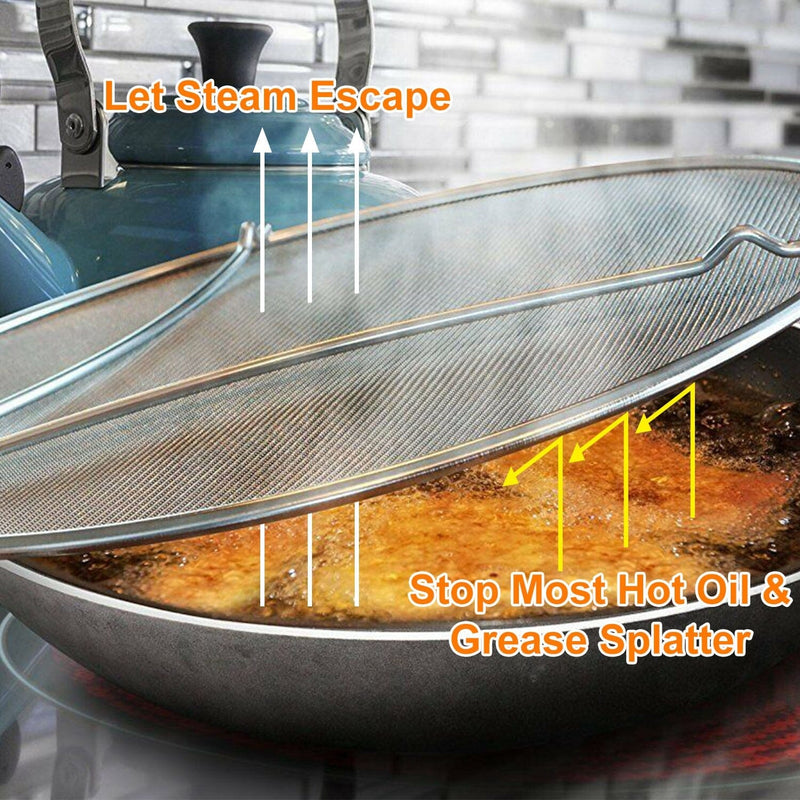 13-Inch Stainless Steel Grease Splatter Screen Kitchen Tools & Gadgets - DailySale