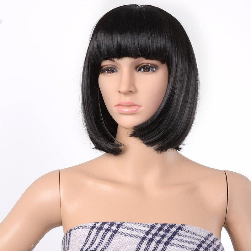 13 Inches Straight Heat Resistant Short Bob Full Hair Wigs with Flat Bangs Beauty & Personal Care - DailySale