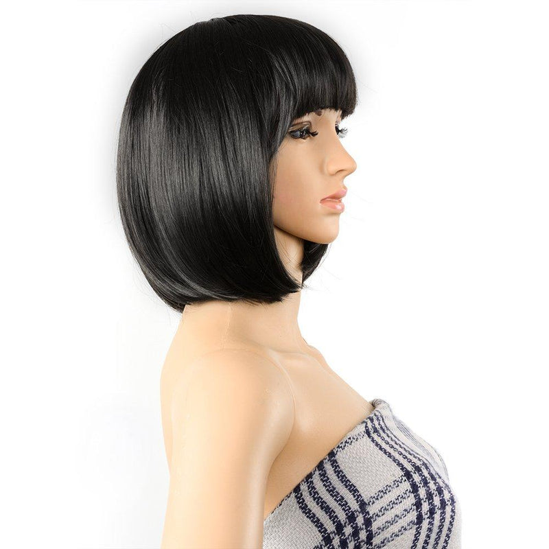13 Inches Straight Heat Resistant Short Bob Full Hair Wigs with Flat Bangs Beauty & Personal Care - DailySale