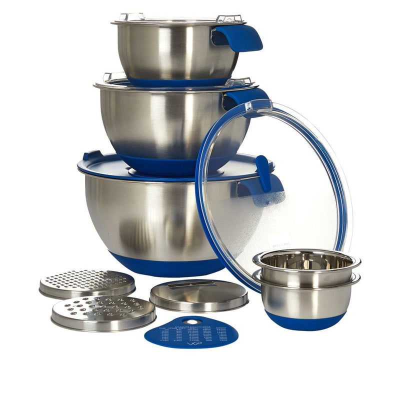 13-Piece: Wolfgang Puck Stainless Steel Mixing Bowl Set Kitchen & Dining Blue - DailySale