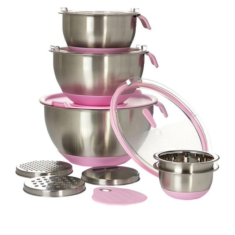 13-Piece: Wolfgang Puck Stainless Steel Mixing Bowl Set Kitchen & Dining Pink - DailySale