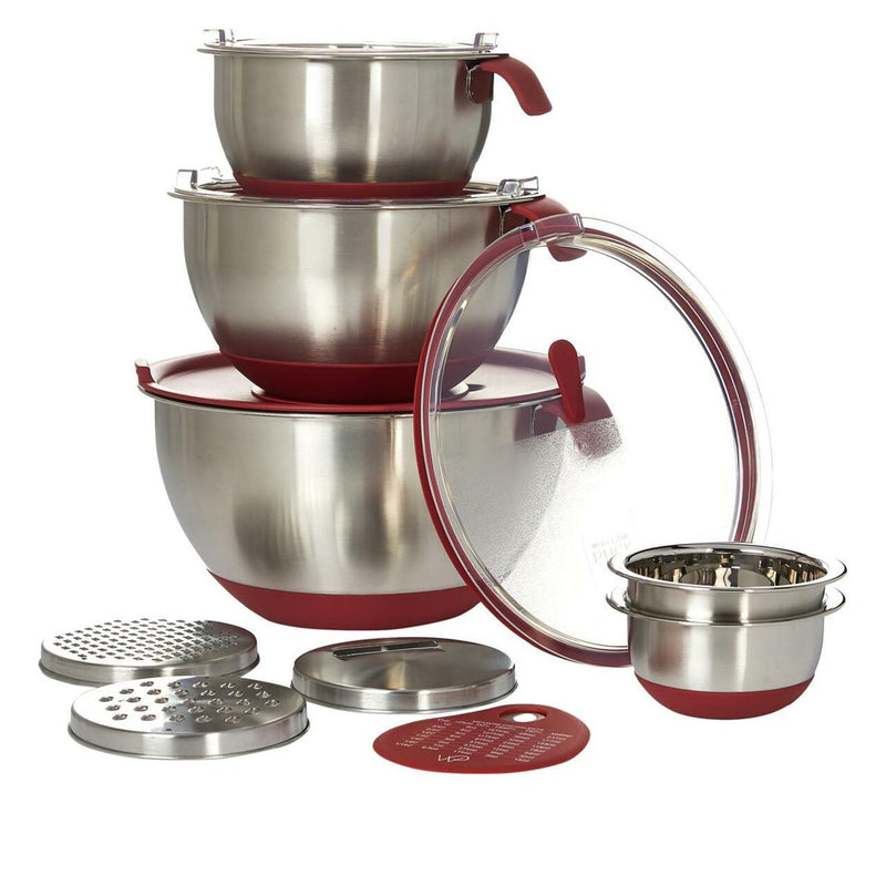 13-Piece: Wolfgang Puck Stainless Steel Mixing Bowl Set Kitchen & Dining Red - DailySale
