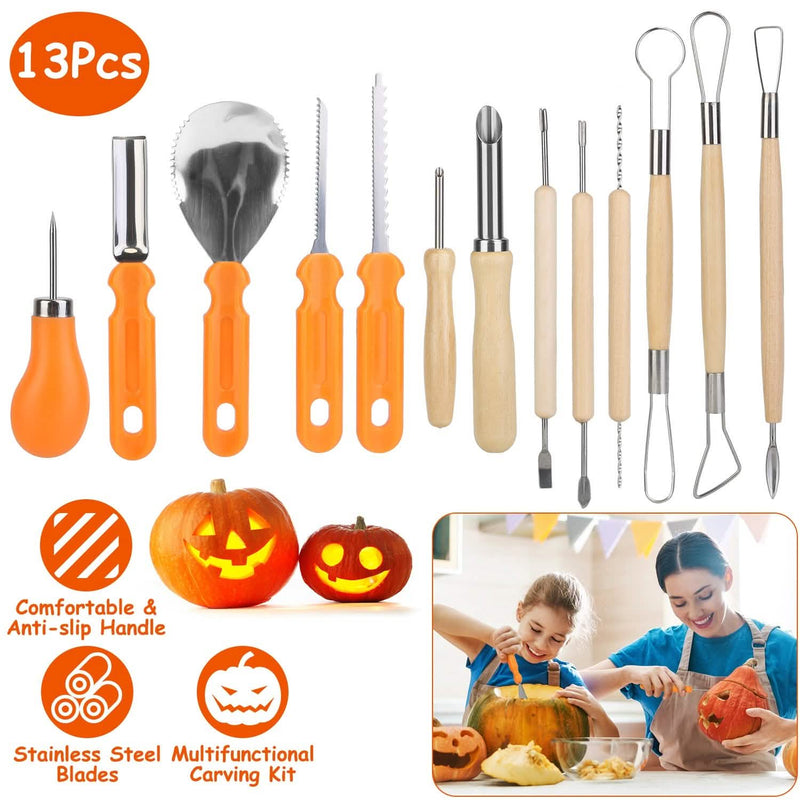 13-Pieces: Halloween Pumpkin Stainless Steel Carving Kit Arts & Crafts - DailySale