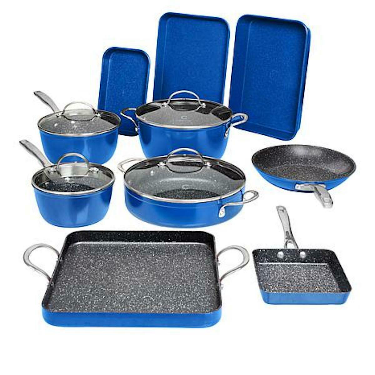 14-Piece Set: DuraPan Nonstick All-Purpose Cookware Kitchen & Dining Blue - DailySale