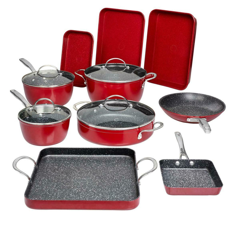 14-Piece Set: DuraPan Nonstick All-Purpose Cookware Kitchen & Dining Red - DailySale