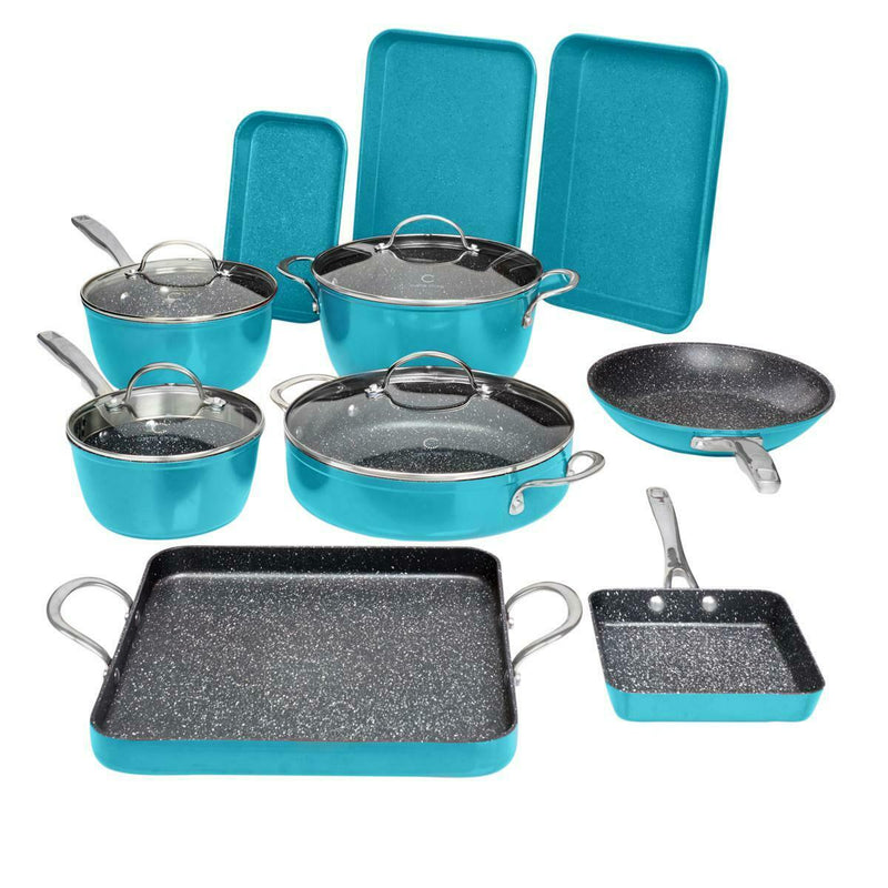 14-Piece Set: DuraPan Nonstick All-Purpose Cookware Kitchen & Dining Turquoise - DailySale
