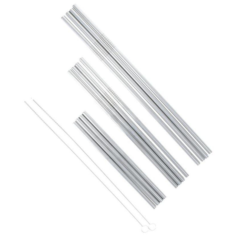 14-Piece: Stainless Steel Straw Set Kitchen Essentials - DailySale