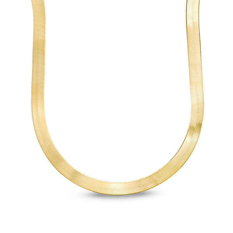 14K 6mm Solid Yellow Gold High Polished Herringbone Necklace Chain Necklaces 16" - DailySale