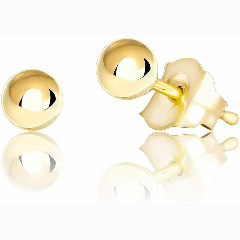 14K Genuine Solid Yellow Gold Ball Earrings Earrings 2mm - DailySale