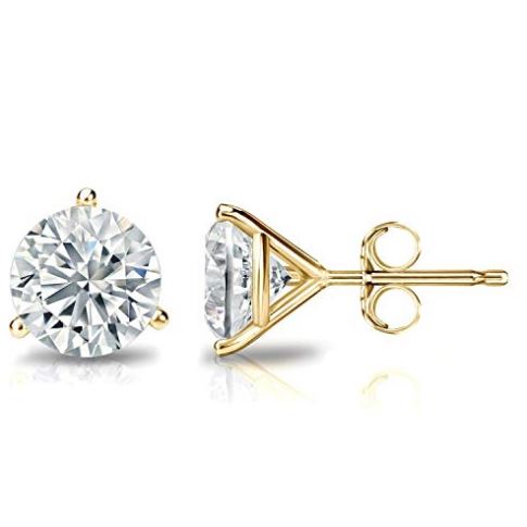 14K Gold 4MM Round Cut Crystal Studs Earrings Gold - DailySale