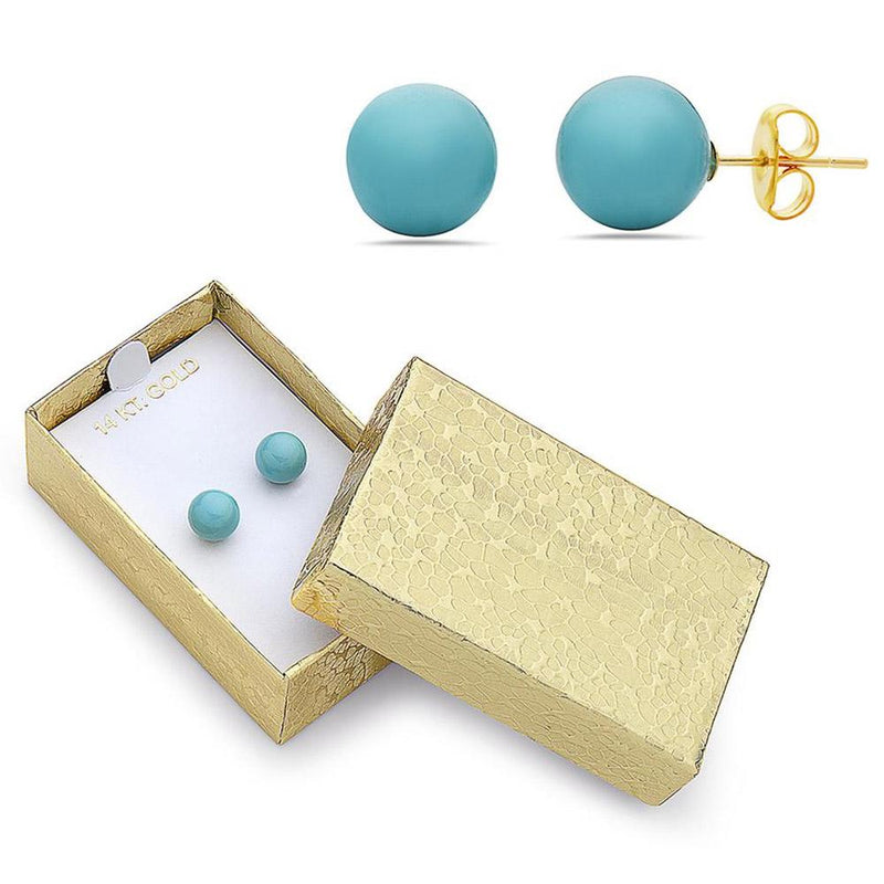 14K Gold Created Turquoise Stud Earrings by MUIBLU Gems Jewelry - DailySale