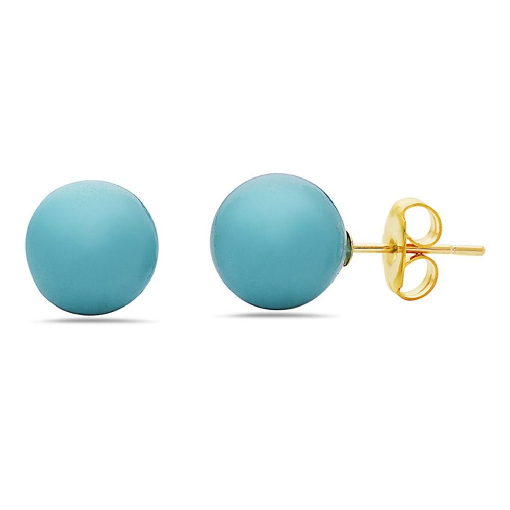 14K Gold Created Turquoise Stud Earrings by MUIBLU Gems Jewelry - DailySale