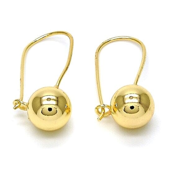 14K Gold Filled High Polish Finish Leverback Earring, Ball Design, Polished Finish, Golden Tone Earrings - DailySale